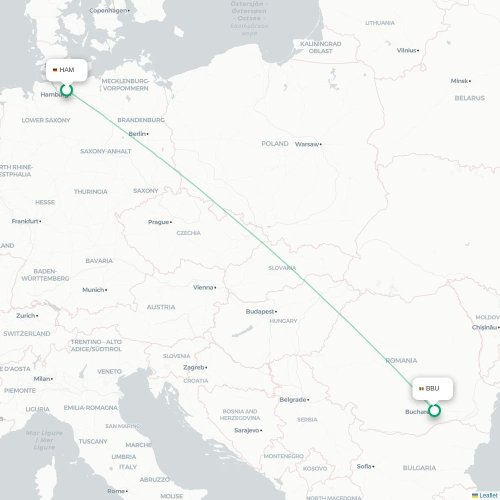 Mapa de vuelo directo Hamburgo - Bucarest