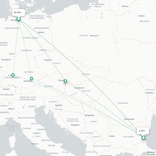 Mapa lotu bezpośredniego Hamburg – Burgas
