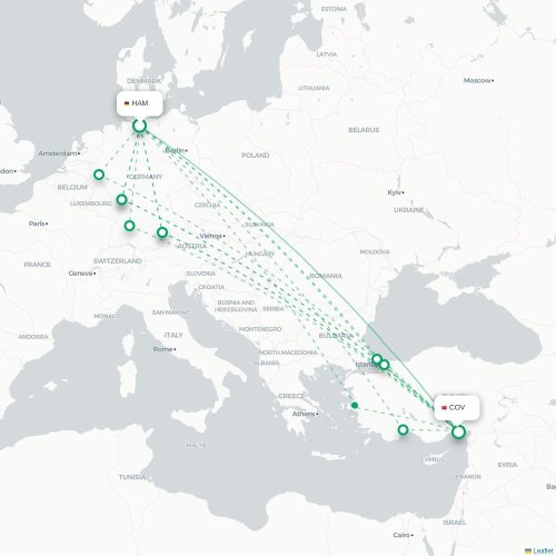 Mapa de vuelo directo Hamburgo - Tarso