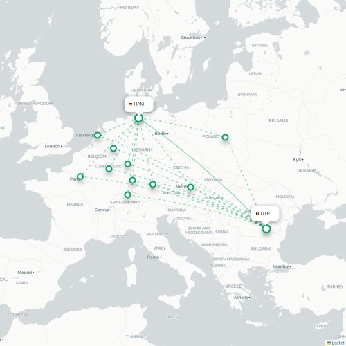 Mapa de vuelo directo Hamburgo - Bucarest