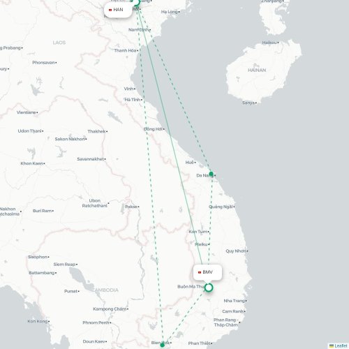 Mapa lotu bezpośredniego Hanoi – Buon Ma Thuot