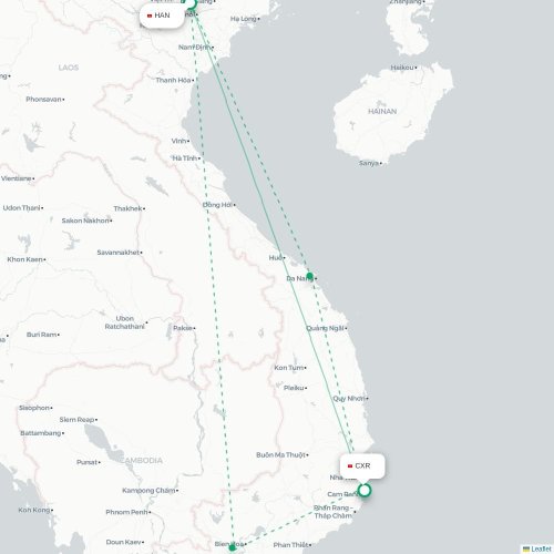 Mapa lotu bezpośredniego Hanoi – Nha Trang
