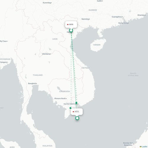 Mapa lotu bezpośredniego Hanoi – Côn Đảo