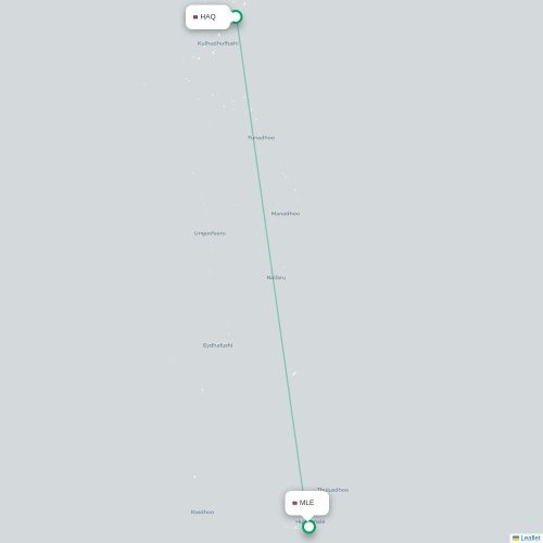 Mapa de vuelo directo Hanimaadhoo - Malé