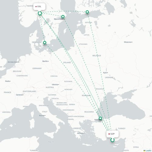Mapa de vuelo directo Haugesund - Oslo