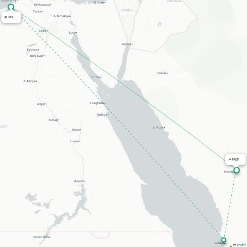 Mapa de vuelo directo Alejandría - Medina
