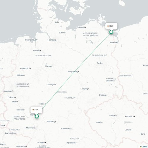 Mapa de vuelo directo Heringsdorf - Fráncfort