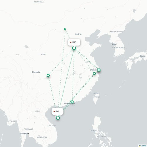 Mapa de vuelo directo Handan - Sanya