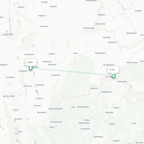 Mapa de vuelo directo Heho - Tachilek