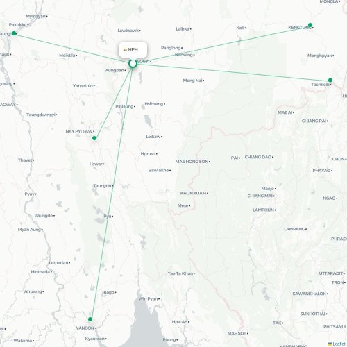 Mapa de vuelo directo Heho - Naypyitaw