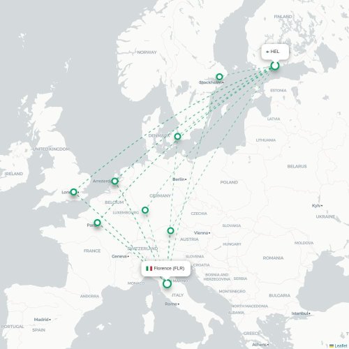 Helsingfors - Florens karta över direktflyg