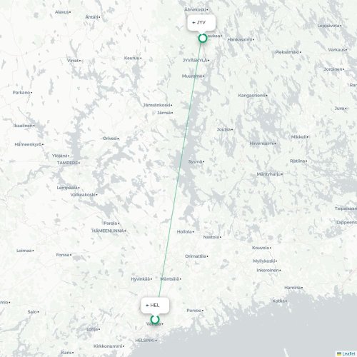 Mapa lotu bezpośredniego Helsinki – Jyväskylä