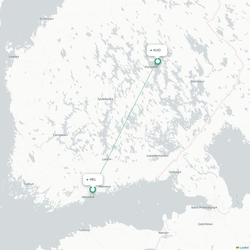 Mapa lotu bezpośredniego Helsinki – Kuopio