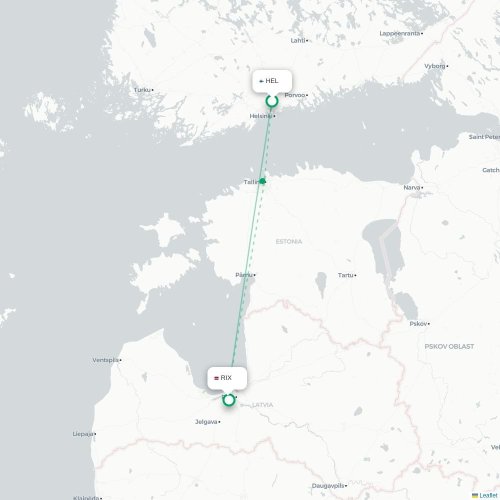 Helsingfors - Riga karta över direktflyg