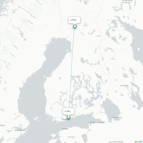 Mapa lotu bezpośredniego Helsinki – Rovaniemi