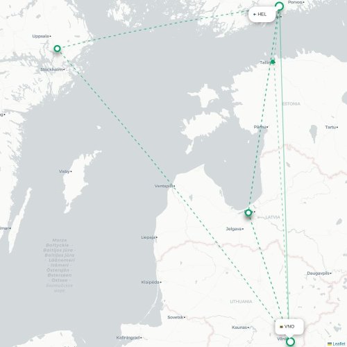 Helsingfors - Vilnius karta över direktflyg