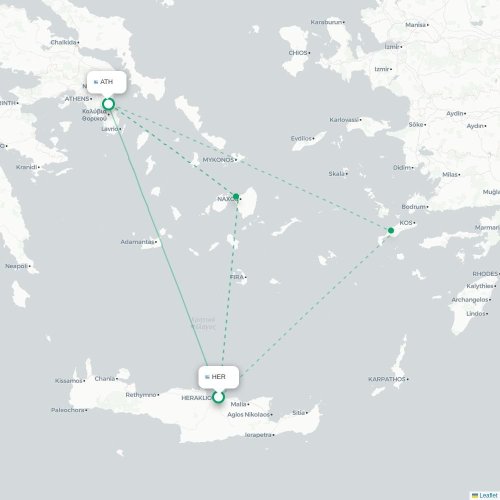 Héraklion - Athènes carte du vol direct