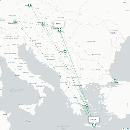 Héraklion - Budapest carte du vol direct