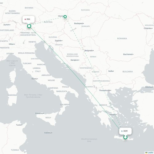 Heraklion - Innsbruck karta över direktflyg