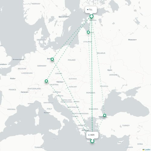 Mapa lotu bezpośredniego Heraklion – Tallin
