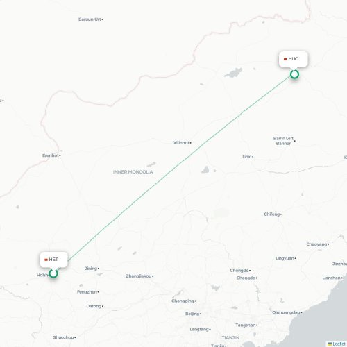 Mapa de vuelo directo Hohhot - Huolinguole