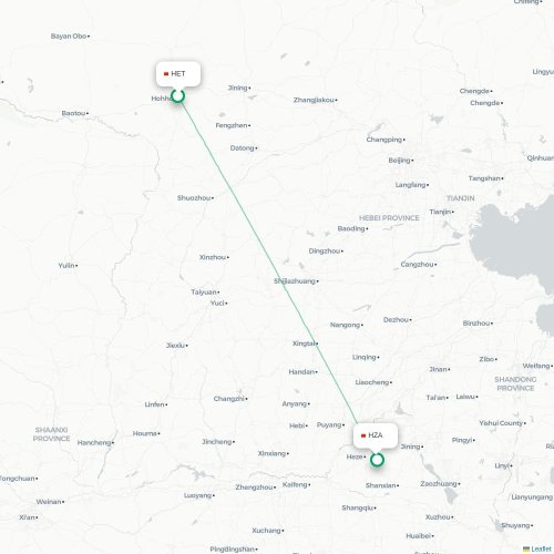 Mapa lotu bezpośredniego Hohhot – Heze