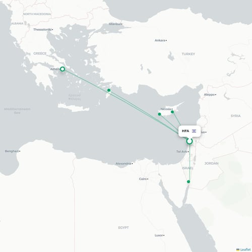 HFA routes and destination map