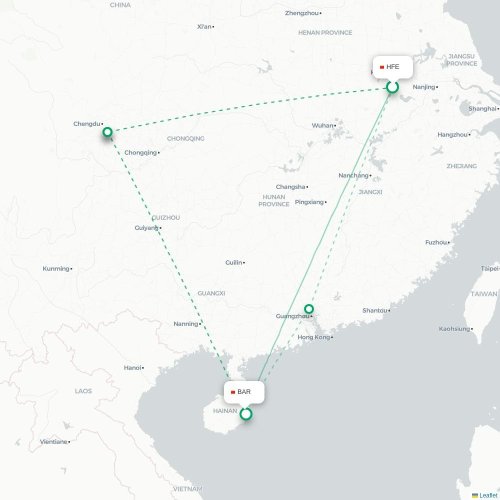 Mapa lotu bezpośredniego Hefei – Qionghai