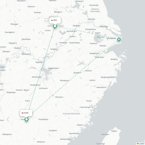 Mapa lotu bezpośredniego Hefei – Ganzhou