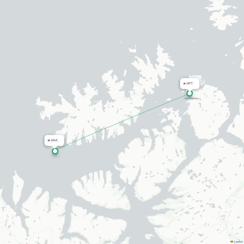 Mapa de vuelo directo Hammerfest - Hasvik