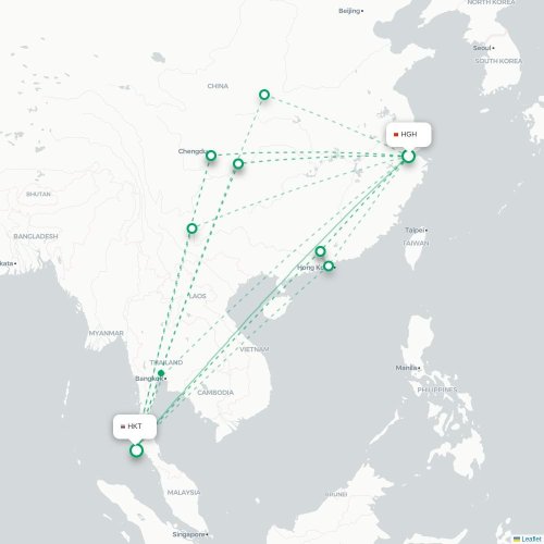 Mapa lotu bezpośredniego Hangzhou – Phuket