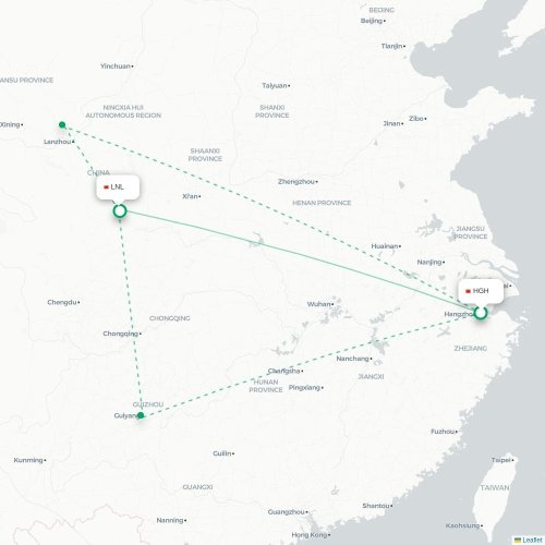 Mapa lotu bezpośredniego Hangzhou – Longnan