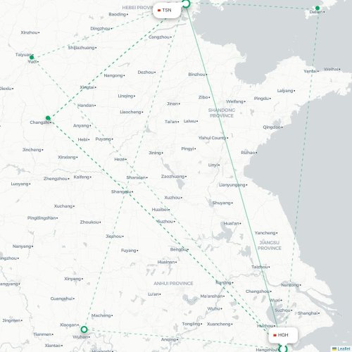 Mapa lotu bezpośredniego Hangzhou – Tiencin