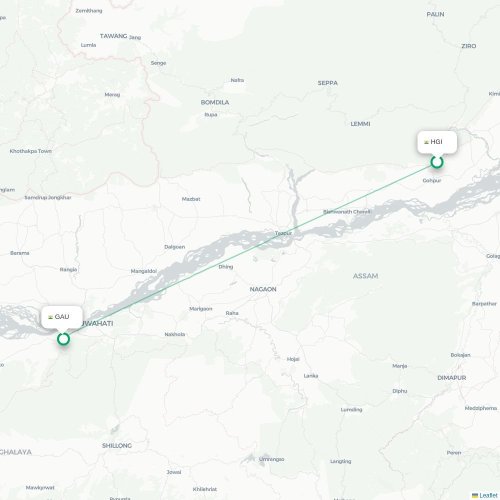 Mapa lotu bezpośredniego Itānagar – Guwahati