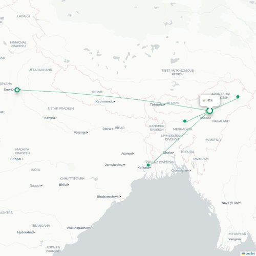 Mapa lotu bezpośredniego Itānagar – Kalkuta