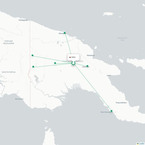 Mapa lotu bezpośredniego Mount Hagen – Wewak