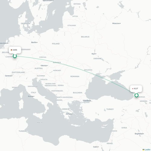 Mapa de vuelo directo Fráncfort - Kutaisi