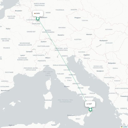 Frankfurt am Main - Lamezia Terme kaart van rechtstreekse vlucht