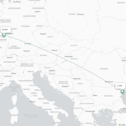 Mapa lotu bezpośredniego Frankfurt nad Menem – Warna