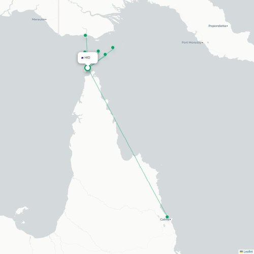 Horn Island - Townsville kort over direkte fly