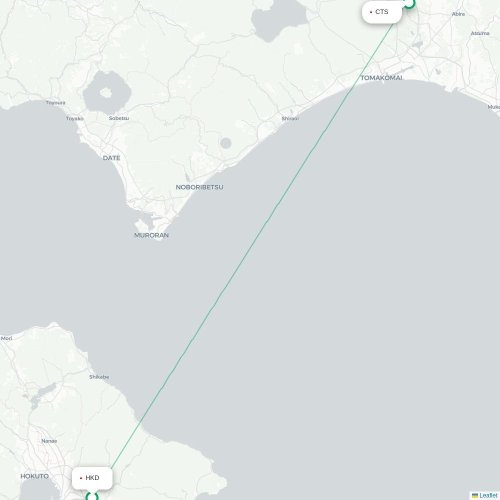 Mapa lotu bezpośredniego Hakodate – Sapporo