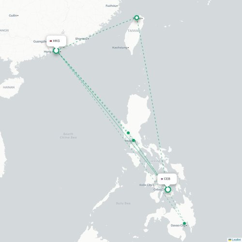 Hongkong - Cebu City kort over direkte fly