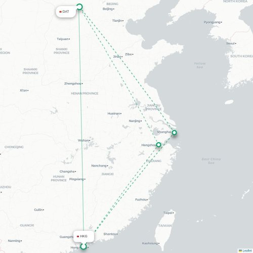 Mapa lotu bezpośredniego Hongkong – Datong