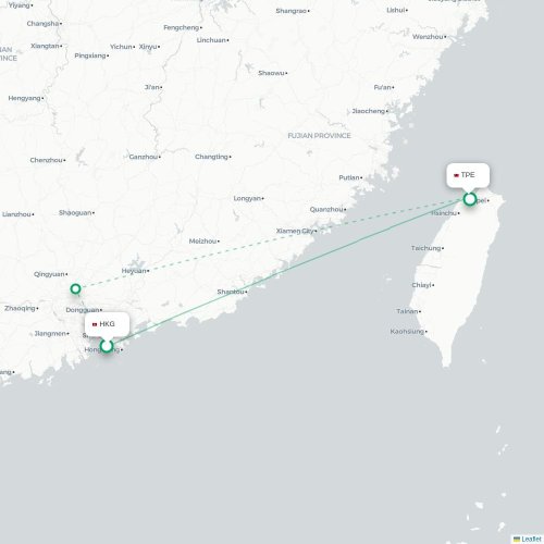 Mapa de vuelo directo Hong Kong - Taipéi