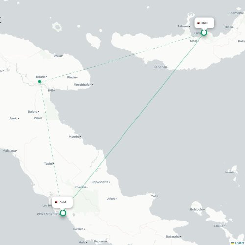 Mapa de vuelo directo Hoskins - Puerto Moresby