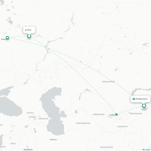 Mapa lotu bezpośredniego Phuket – Ałmaty