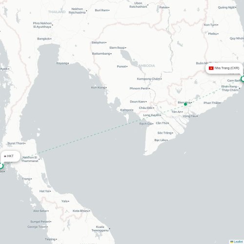 Phuket – Nha Trang suoran lennon kartta
