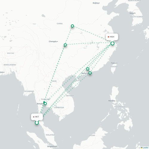 Mapa lotu bezpośredniego Phuket – Hangzhou