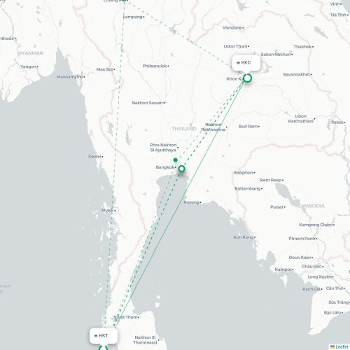 Mapa lotu bezpośredniego Phuket – Khon Kaen