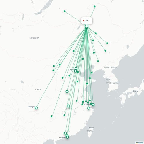 Mapa lotu bezpośredniego Hulunbuir – Tiencin
